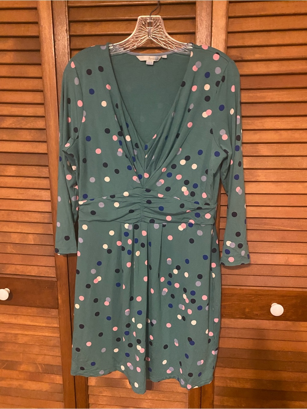 Boden Marion Jersey Dress Green Multi Polka Dot Size 10